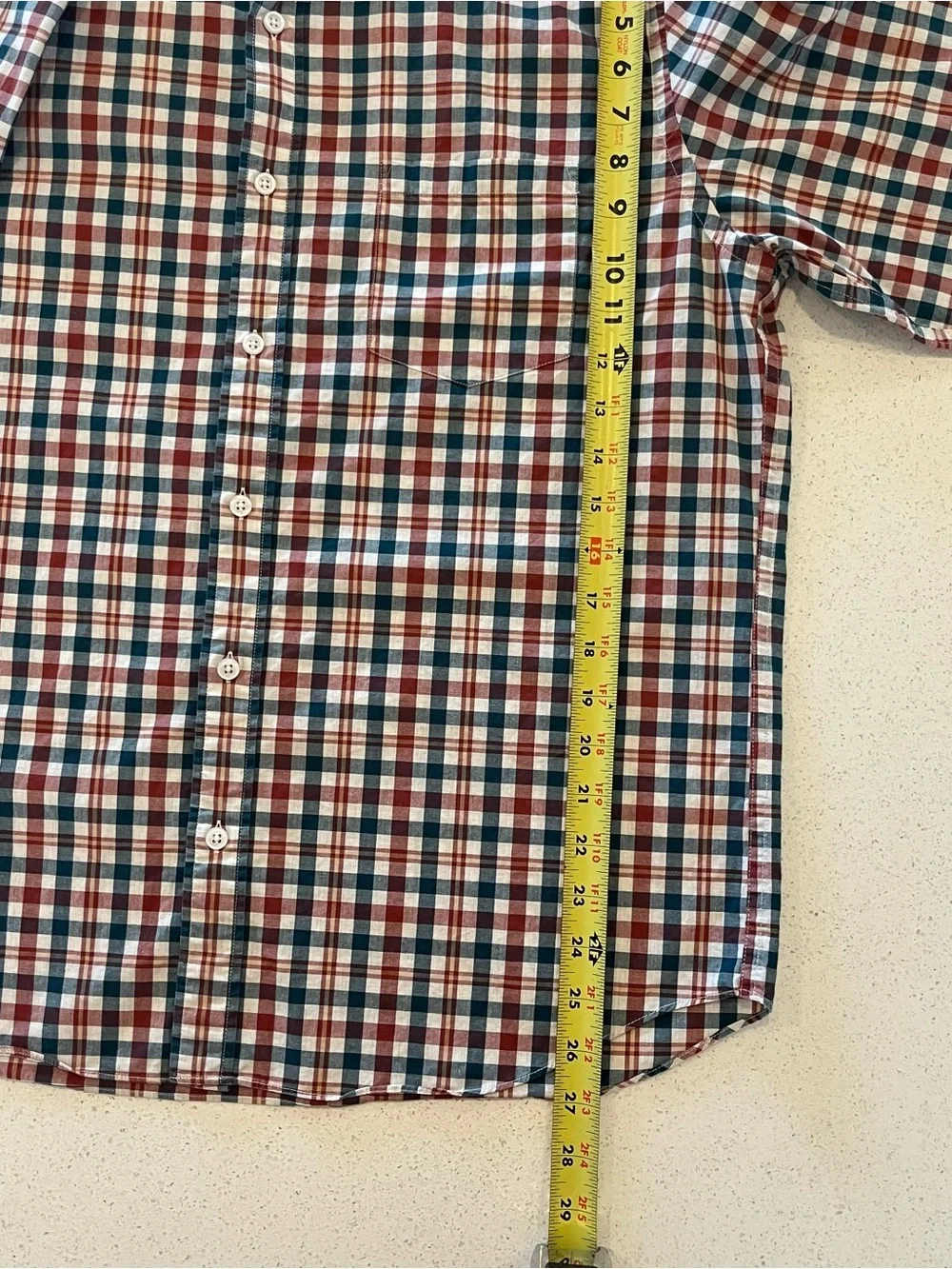 J. Crew Men's Red, Teal & White Plaid Button-Down Shirt Size L
